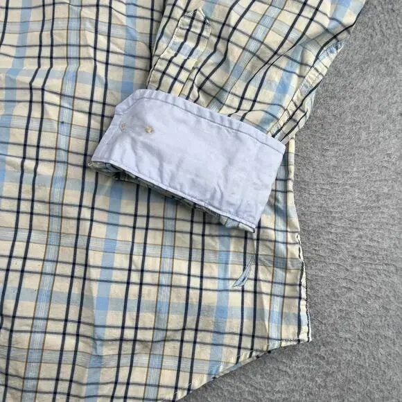 Nautica Cool Breeze Blue Plaid Shirt Pocket Button Up Long Sleeve Mens New NWT - Picture 2 of 13